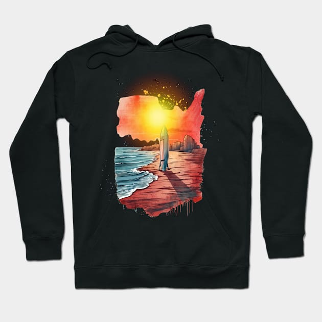 SurfBoard Sunset Hoodie by Trip Tank